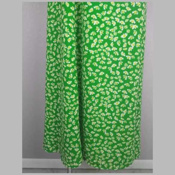WAYF Floral Daisy Green Faux Wrap Midi Dress L - Picture 13 of 16